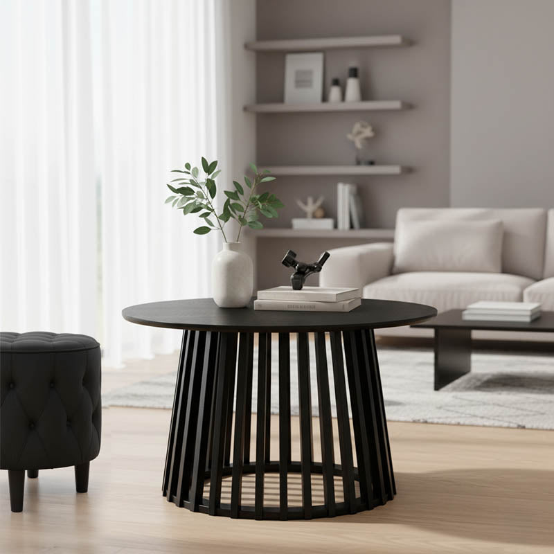 Τραπέζι σαλονιού Domonic  mdf σε μαύρη απόχρωση Φ80x45εκ - Pakobazaar