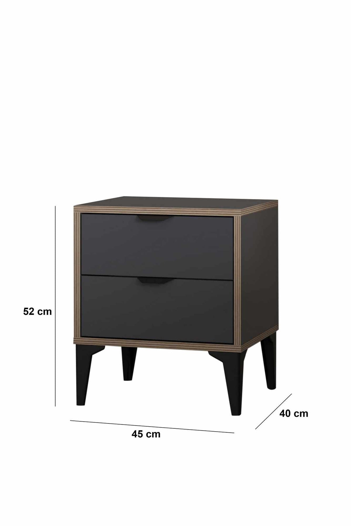 Κομοδίνο Longos Ανθρακί 45x40x52 εκ. Μελαμίνης