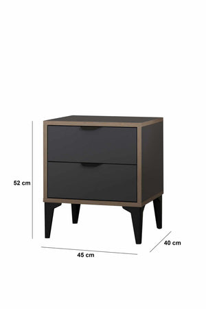 Κομοδίνο Longos Ανθρακί 45x40x52 εκ. Μελαμίνης