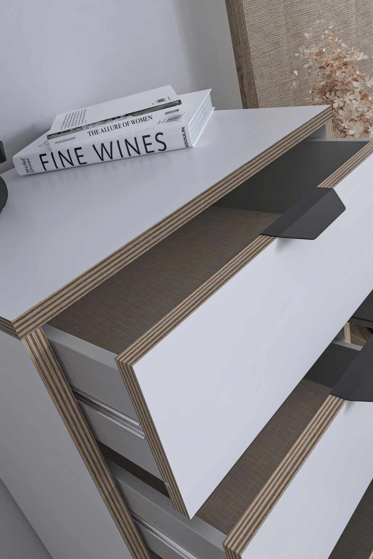 Συρταριέρα Longos Λευκό 50x40x105 εκ. Μελαμίνης