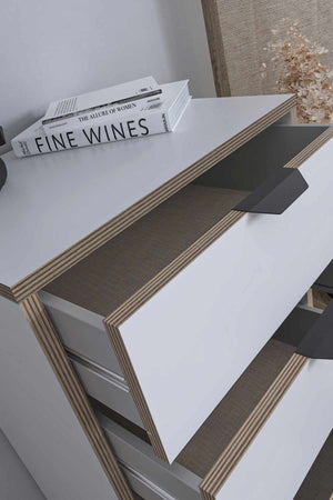 Συρταριέρα Longos Λευκό 50x40x105 εκ. Μελαμίνης