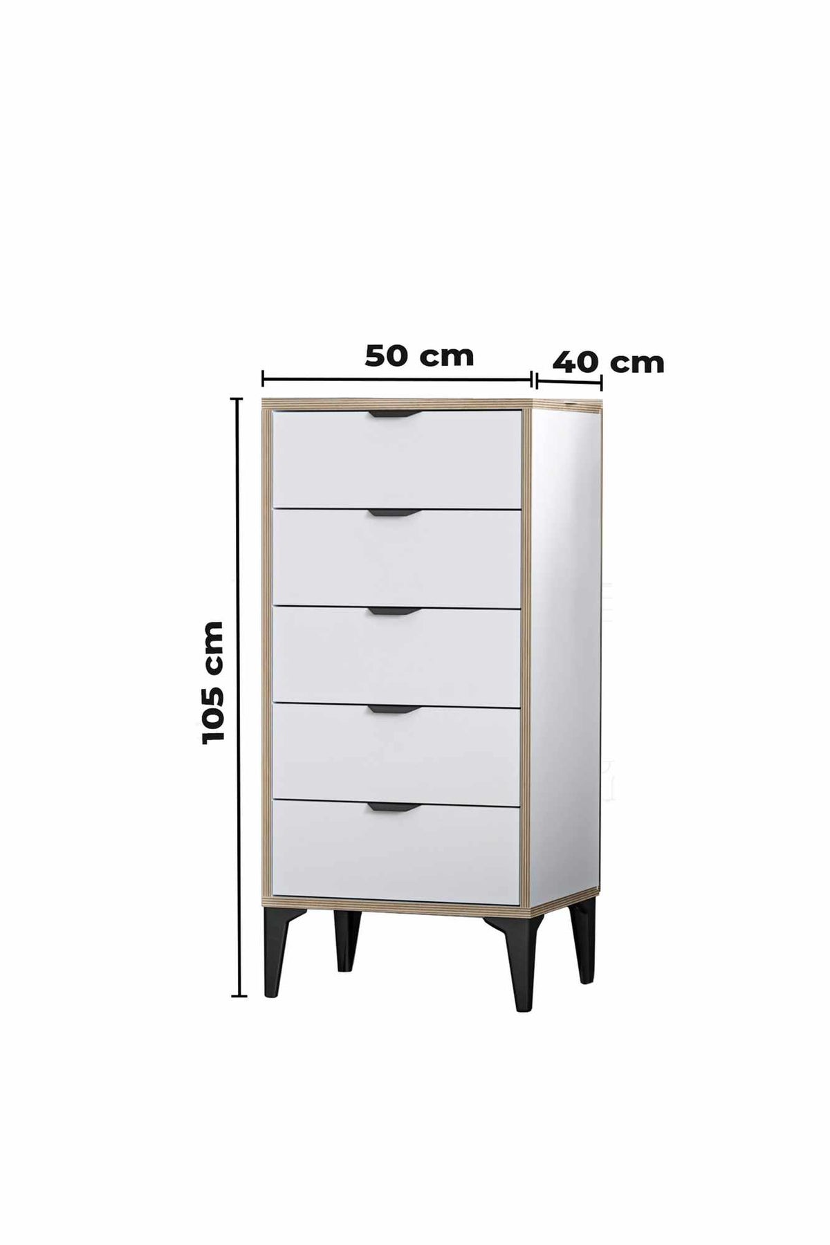 Συρταριέρα Longos Λευκό 50x40x105 εκ. Μελαμίνης