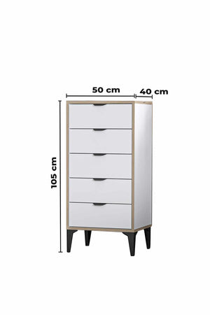 Συρταριέρα Longos Λευκό 50x40x105 εκ. Μελαμίνης