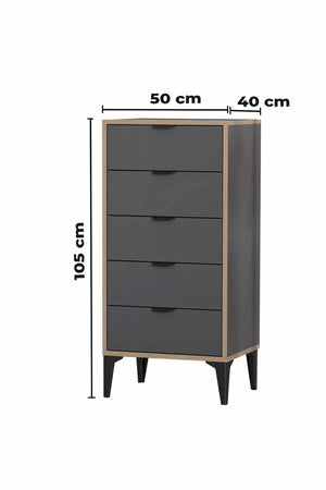 Συρταριέρα Longos Ανθρακί 50x40x105 εκ. Μελαμίνης