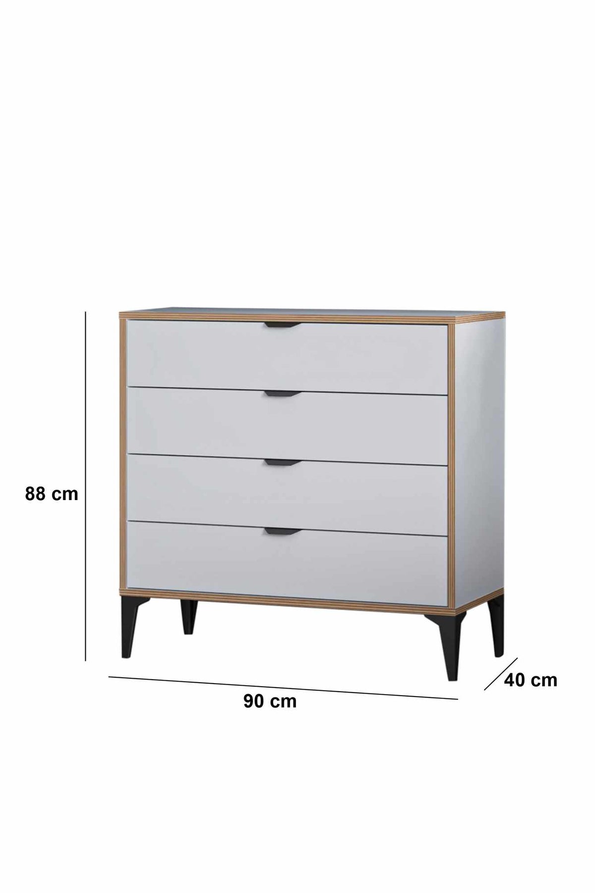 Συρταριέρα Longos Λευκό 90x40x88 εκ. Μελαμίνης