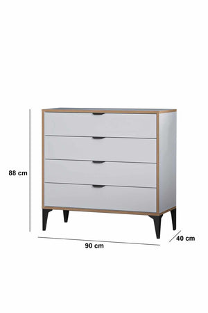 Συρταριέρα Longos Λευκό 90x40x88 εκ. Μελαμίνης