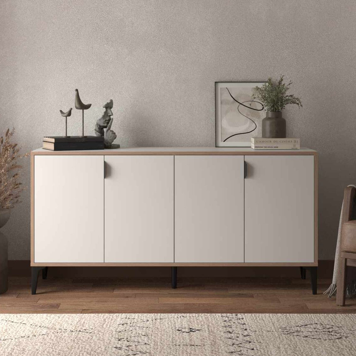 Μπουφές Longos Λευκό 160x44x80 εκ. Μελαμίνης - Pakobazaar