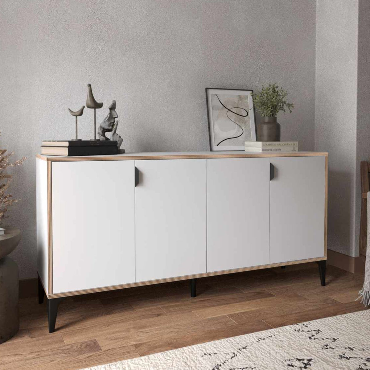 Μπουφές Longos Λευκό 160x44x80 εκ. Μελαμίνης - Pakobazaar