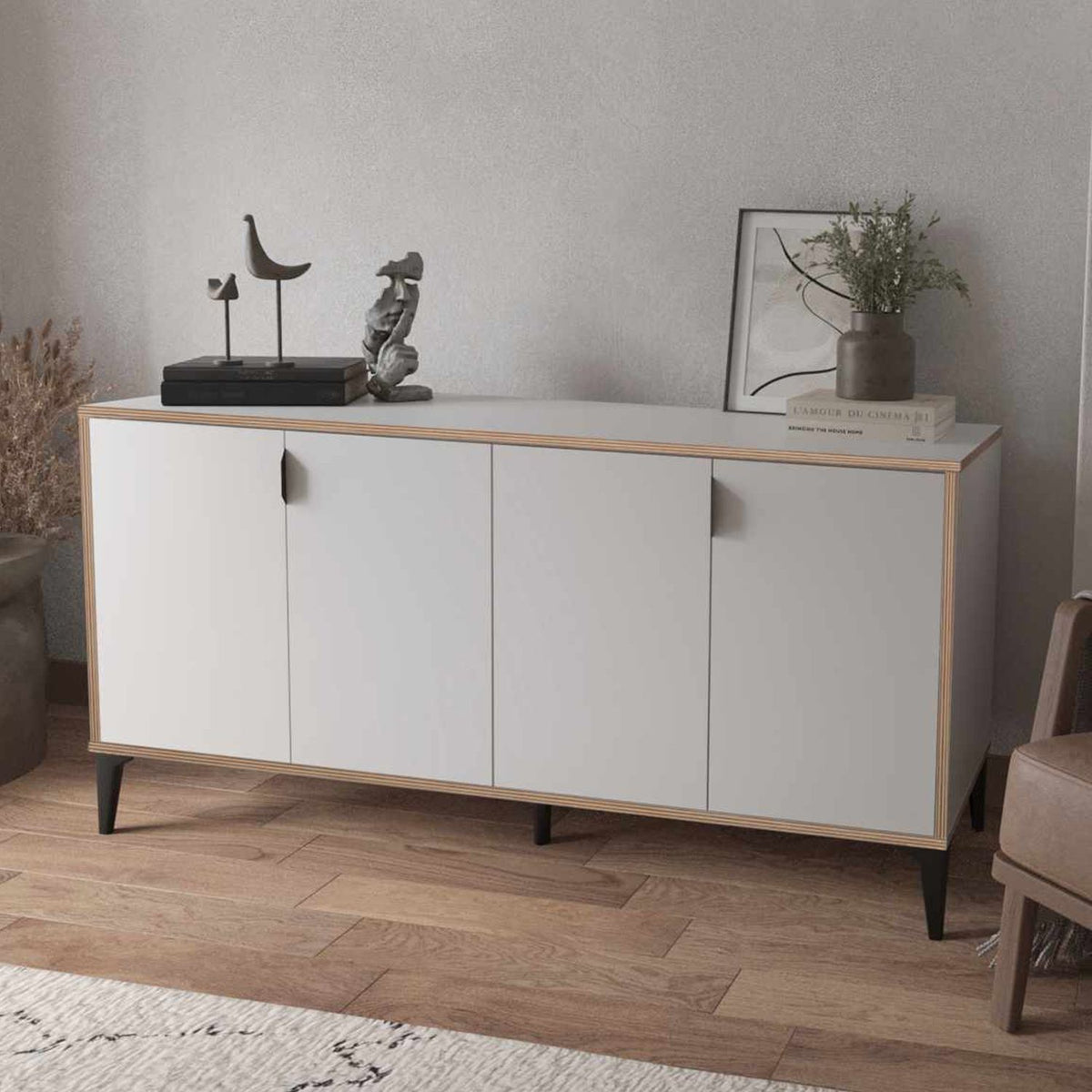 Μπουφές Longos Λευκό 160x44x80 εκ. Μελαμίνης - Pakobazaar