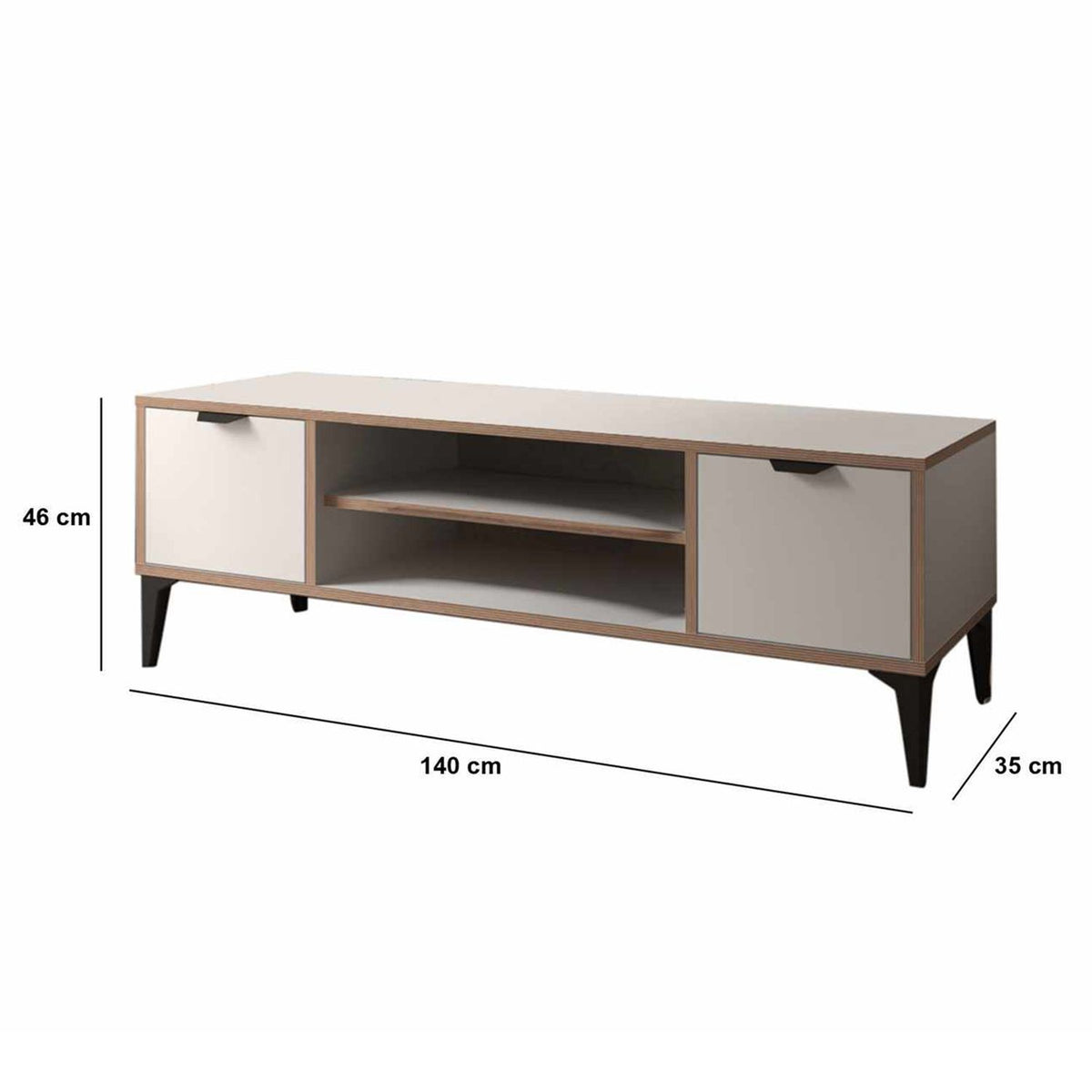 Έπιπλο Τηλεόρασης Longos Λευκό 140x35x46 εκ. Μελαμίνης - Pakobazaar