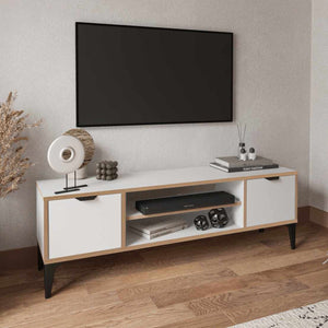Έπιπλο Τηλεόρασης Longos Λευκό 140x35x46 εκ. Μελαμίνης - Pakobazaar