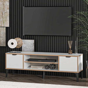 Έπιπλο Τηλεόρασης Longos Λευκό 140x35x46 εκ. Μελαμίνης - Pakobazaar