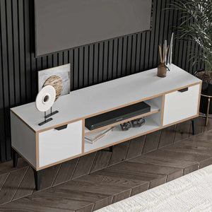 Έπιπλο Τηλεόρασης Longos Λευκό 140x35x46 εκ. Μελαμίνης - Pakobazaar