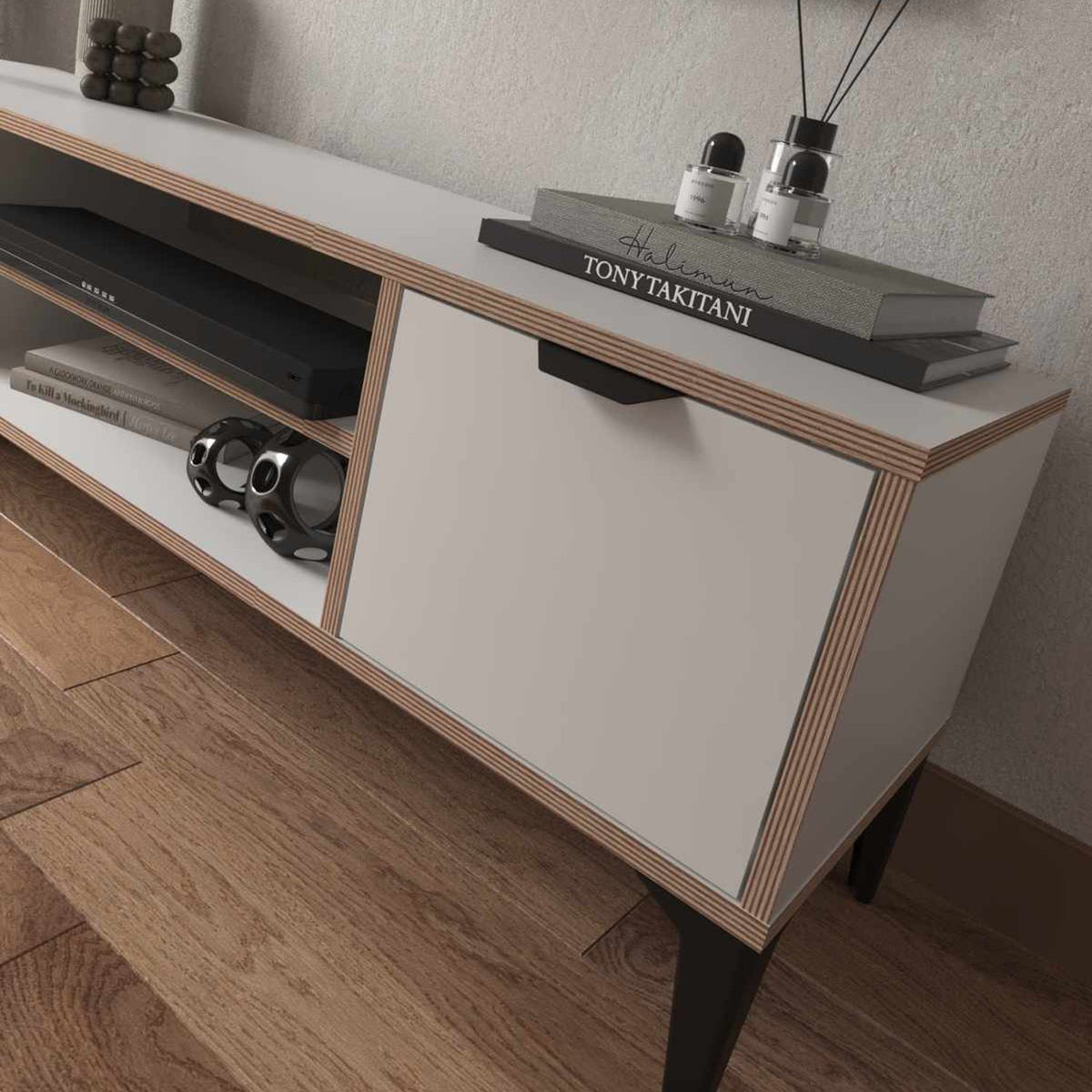 Έπιπλο Τηλεόρασης Longos Λευκό 140x35x46 εκ. Μελαμίνης - Pakobazaar