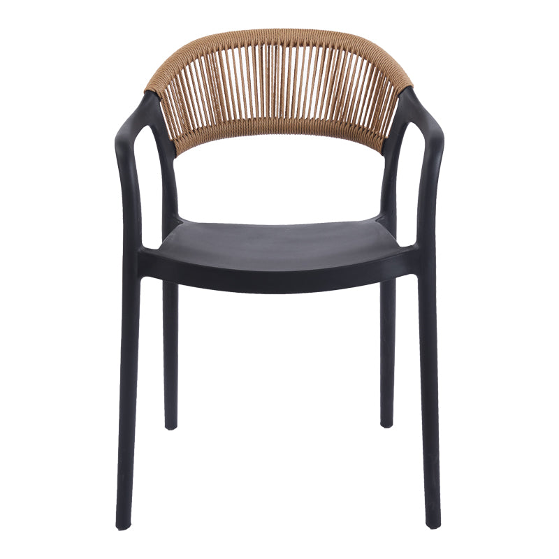 Πολυθρόνα Ankara  στοιβαζόμενη pp-pe rattan σε μαύρη-φυσική απόχρωση 54x55.5x77εκ - Pakobazaar