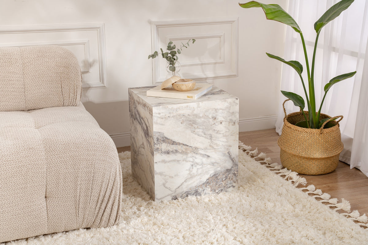 Βοηθητικό Τραπεζάκι Vithisma Μάρμαρο Freesia 45x45x50 εκ. MDF