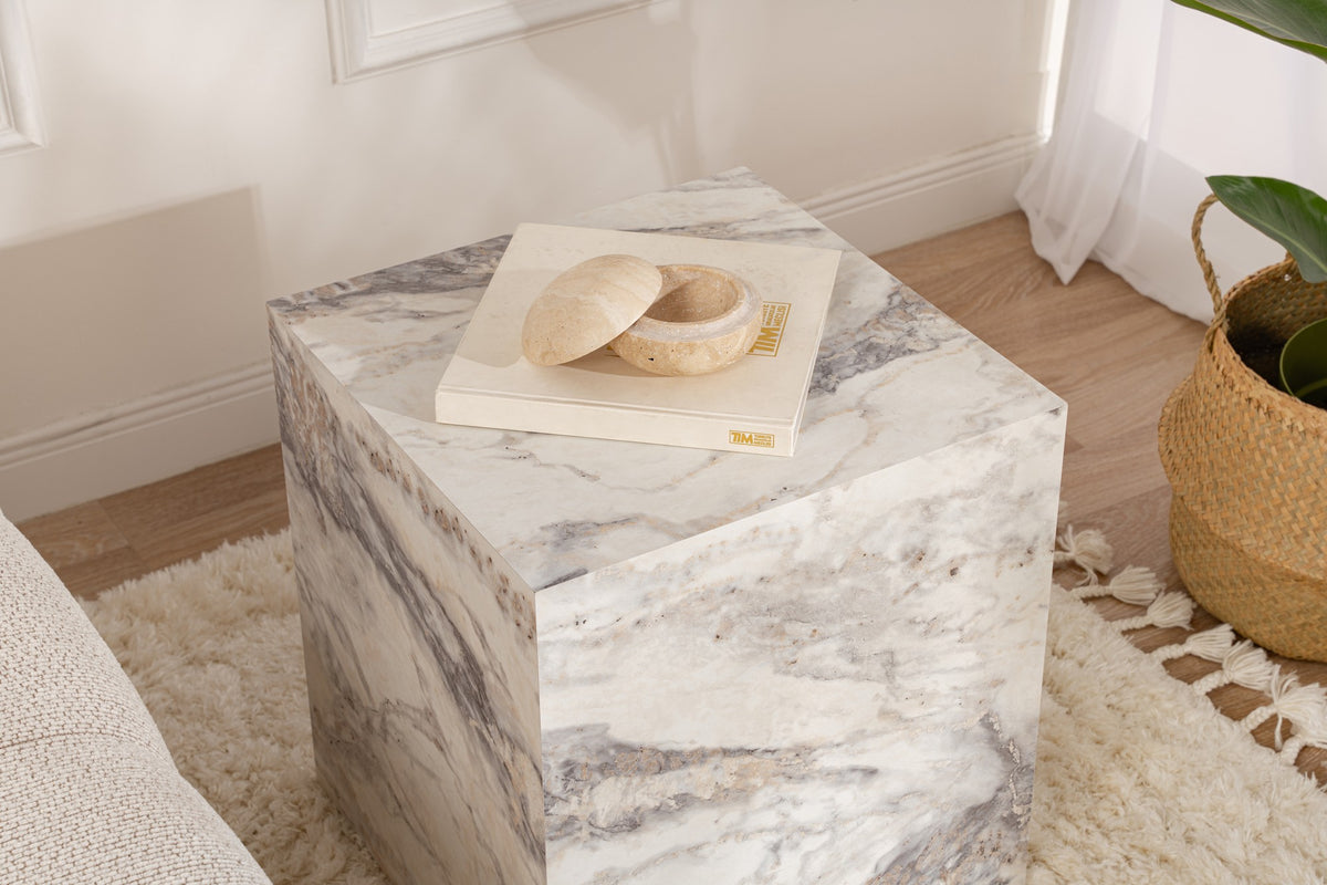 Βοηθητικό Τραπεζάκι Vithisma Μάρμαρο Freesia 45x45x50 εκ. MDF