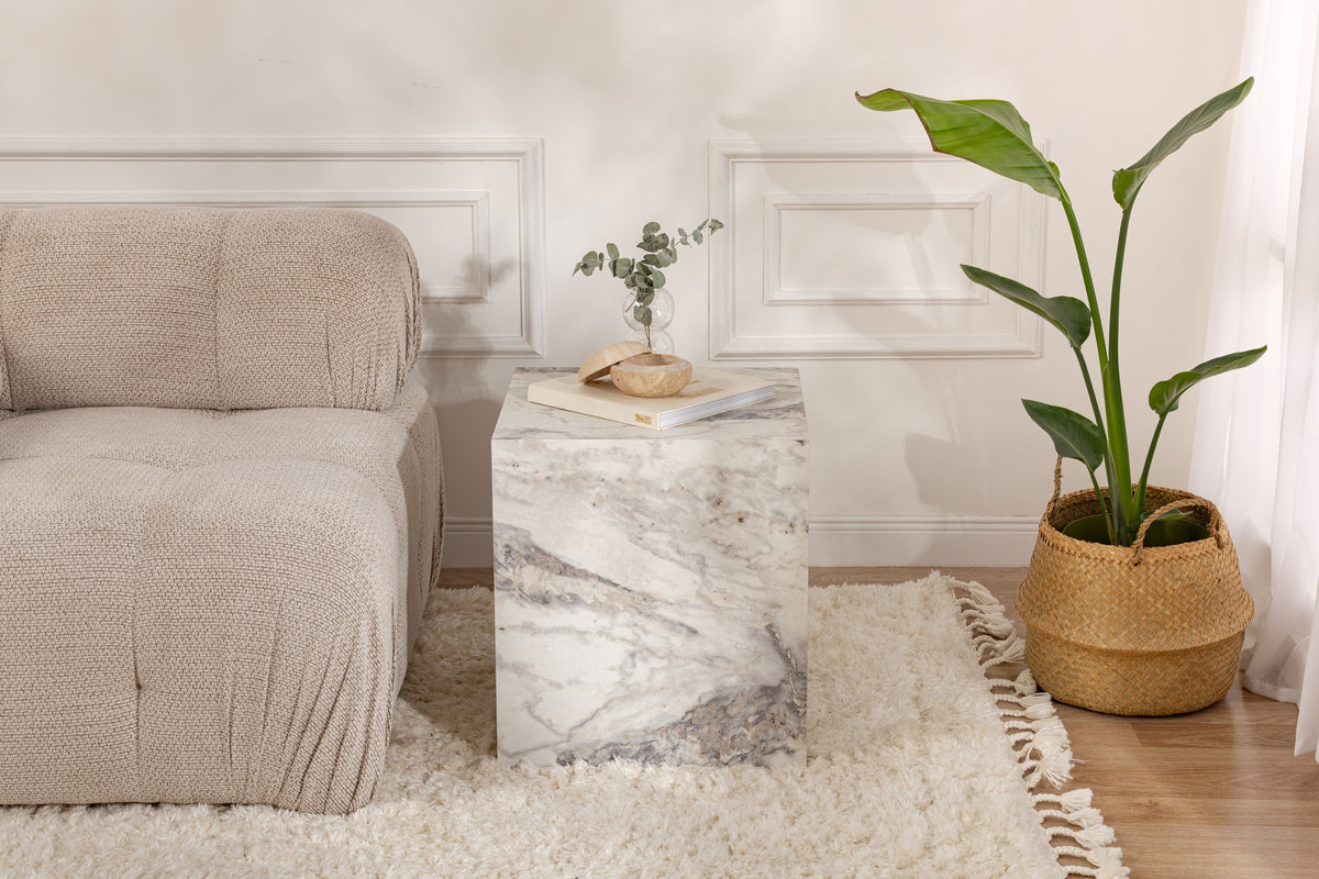 Βοηθητικό Τραπεζάκι Vithisma Μάρμαρο Freesia 45x45x50 εκ. MDF