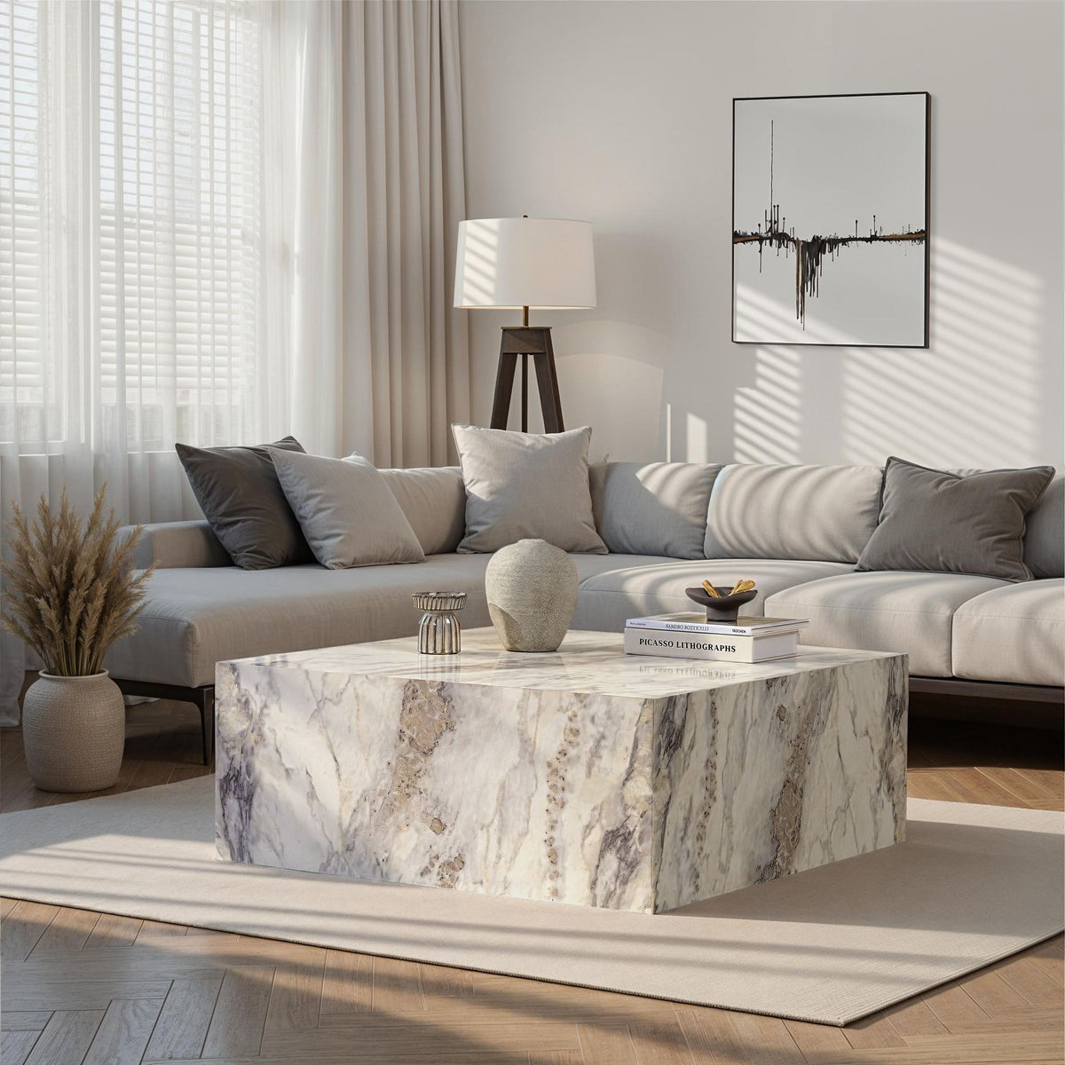Τραπεζάκι Σαλονιού Klima Μάρμαρο Freesia 90x90x35 εκ. MDF
