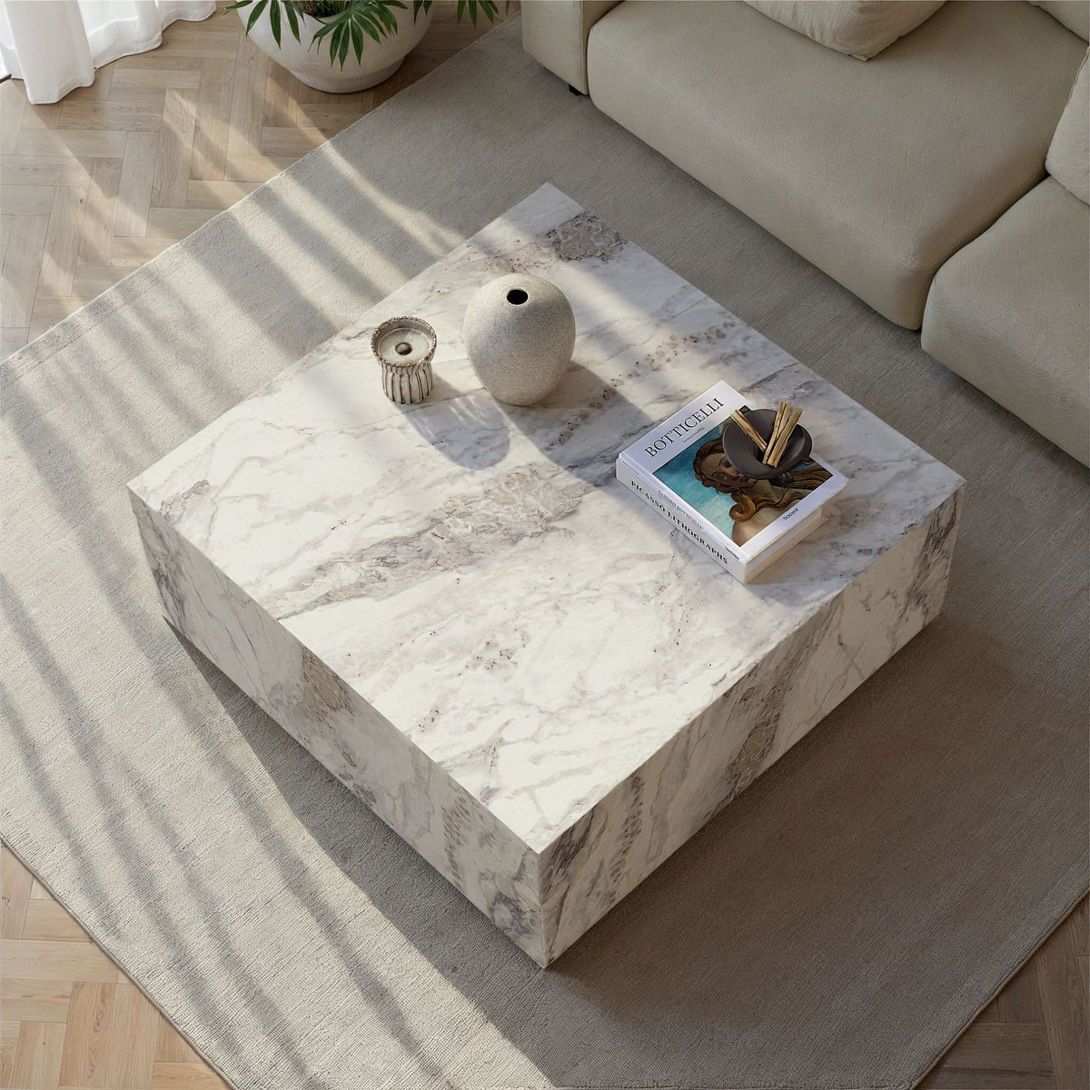 Τραπεζάκι Σαλονιού Klima Μάρμαρο Freesia 90x90x35 εκ. MDF