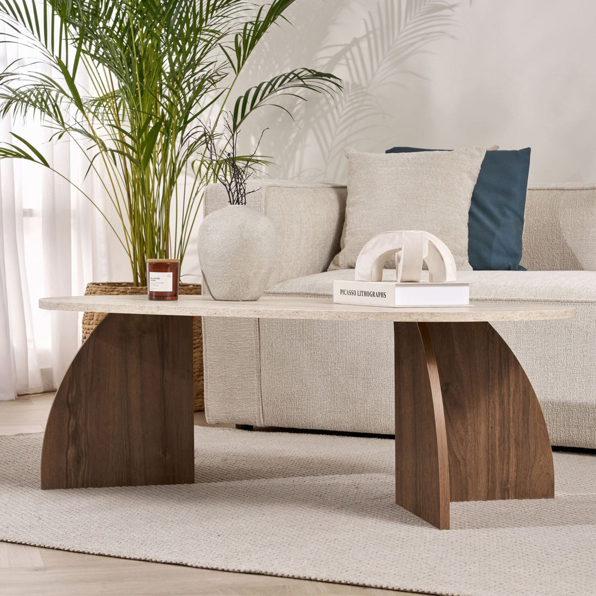 Τραπεζάκι Σαλονιού Vatika Travertine - Καρυδί Venezia 120x60x40 εκ. Μελαμίνης