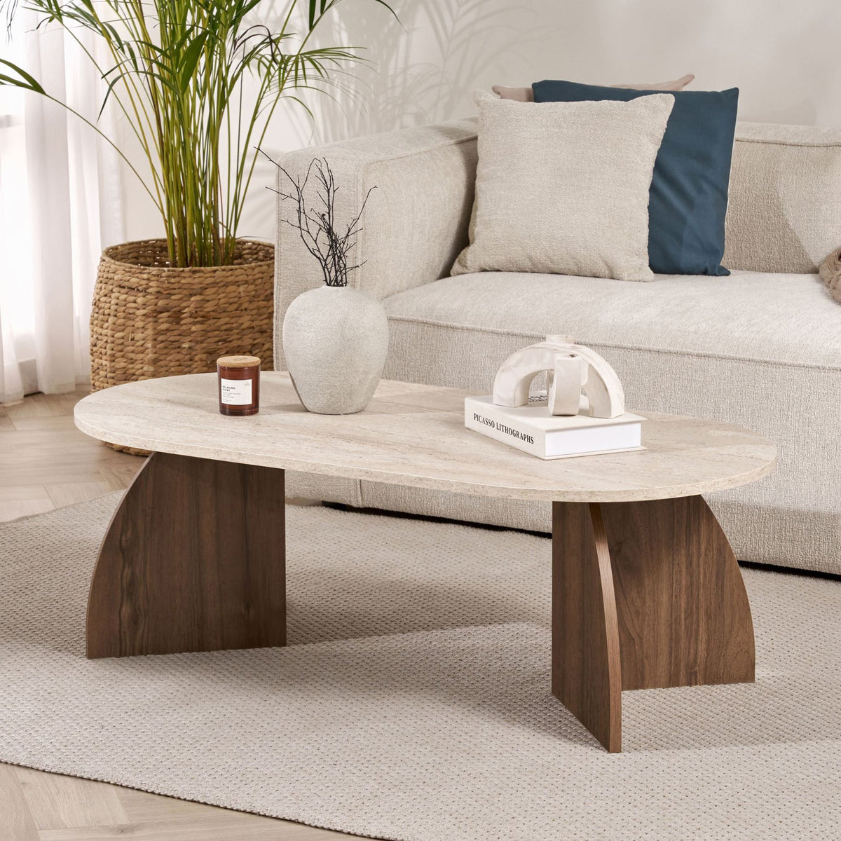 Τραπεζάκι Σαλονιού Vatika Travertine - Καρυδί Venezia 120x60x40 εκ. Μελαμίνης