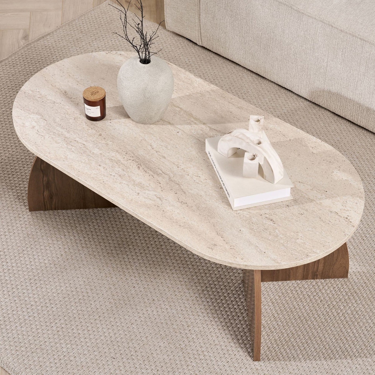 Τραπεζάκι Σαλονιού Vatika Travertine - Καρυδί Venezia 120x60x40 εκ. Μελαμίνης