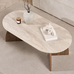 Τραπεζάκι Σαλονιού Vatika Travertine - Καρυδί Venezia 120x60x40 εκ. Μελαμίνης