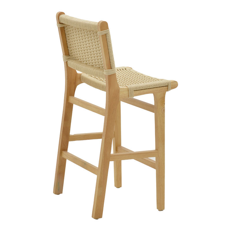 Σκαμπό μπαρ Julien  rubberwood φυσικό-έδρα φυσικό σχοινί 45x46x95εκ - Pakobazaar
