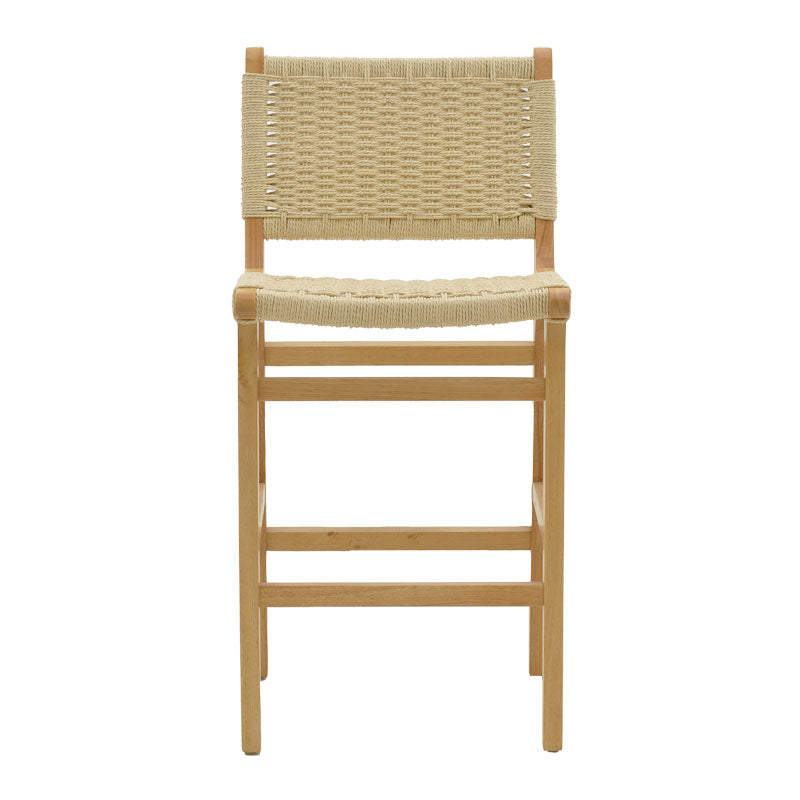 Σκαμπό μπαρ Julien  rubberwood φυσικό-έδρα φυσικό σχοινί 45x46x95εκ - Pakobazaar