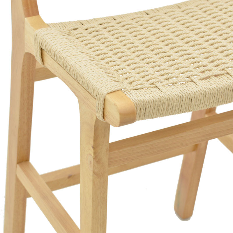 Σκαμπό μπαρ Julien  rubberwood φυσικό-έδρα φυσικό σχοινί 45x46x95εκ - Pakobazaar