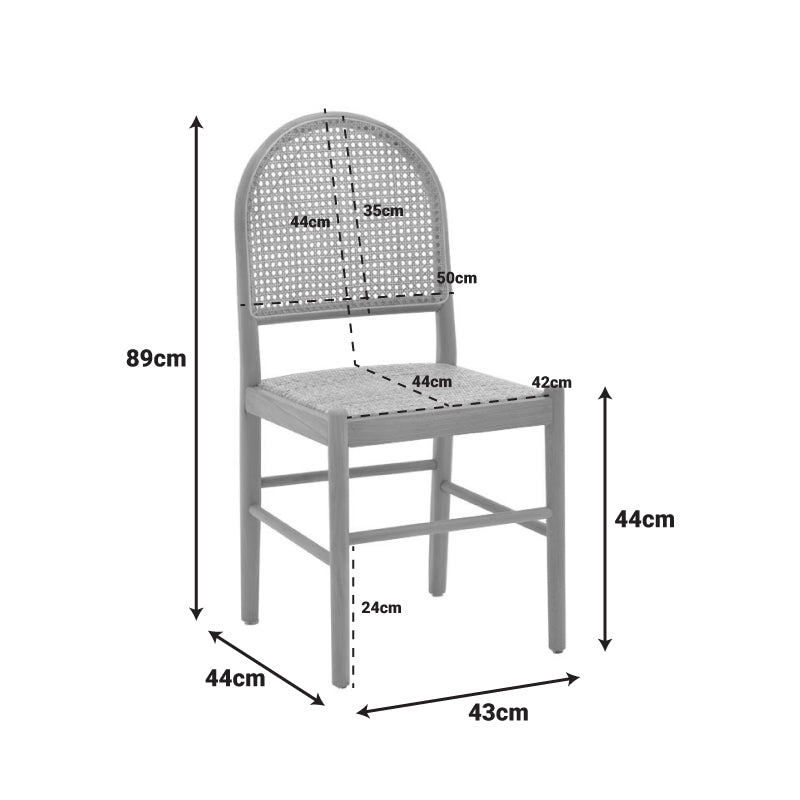 Καρέκλα Alessia  ξύλο οξιάς-rattan φυσικό 43x44x89εκ - Pakobazaar
