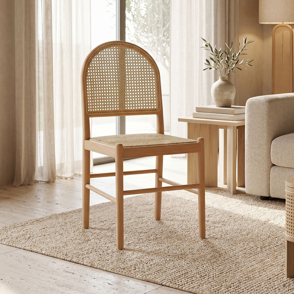 Καρέκλα Alessia  ξύλο οξιάς-rattan φυσικό 43x44x89εκ - Pakobazaar