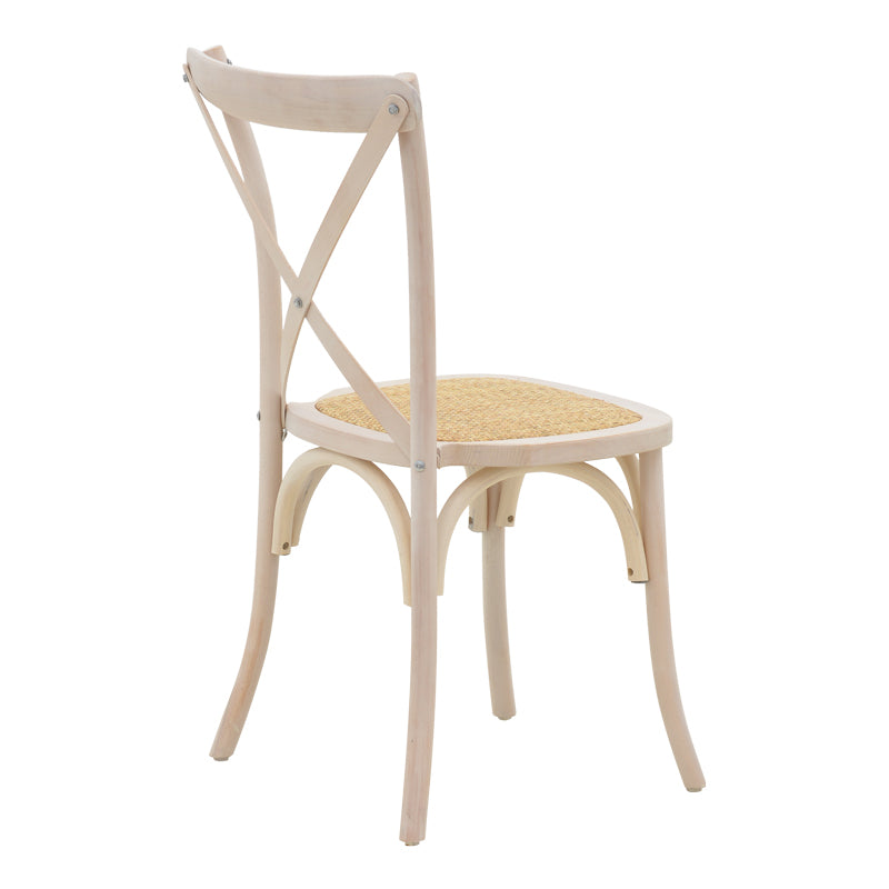 Καρέκλα Dylon  στοιβαζόμενη white wash ξύλο οξιάς-έδρα φυσικό rattan 48x52x89εκ - Pakobazaar