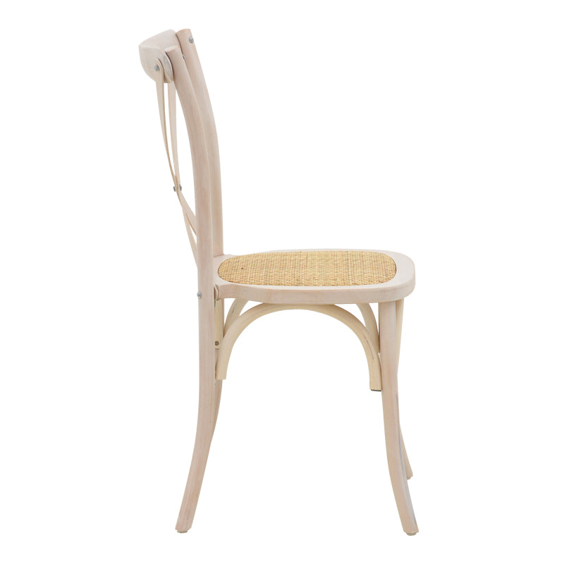 Καρέκλα Dylon  στοιβαζόμενη white wash ξύλο οξιάς-έδρα φυσικό rattan 48x52x89εκ - Pakobazaar