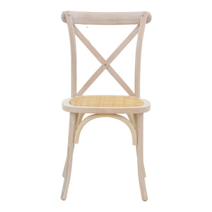 Καρέκλα Dylon  στοιβαζόμενη white wash ξύλο οξιάς-έδρα φυσικό rattan 48x52x89εκ - Pakobazaar
