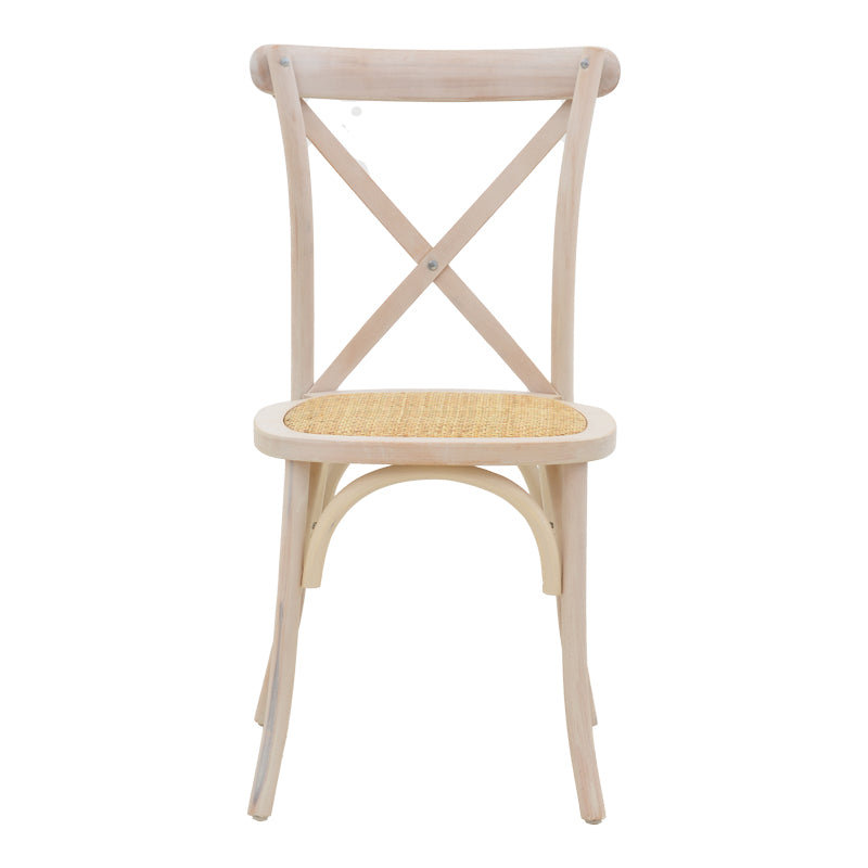Καρέκλα Dylon  στοιβαζόμενη white wash ξύλο οξιάς-έδρα φυσικό rattan 48x52x89εκ - Pakobazaar