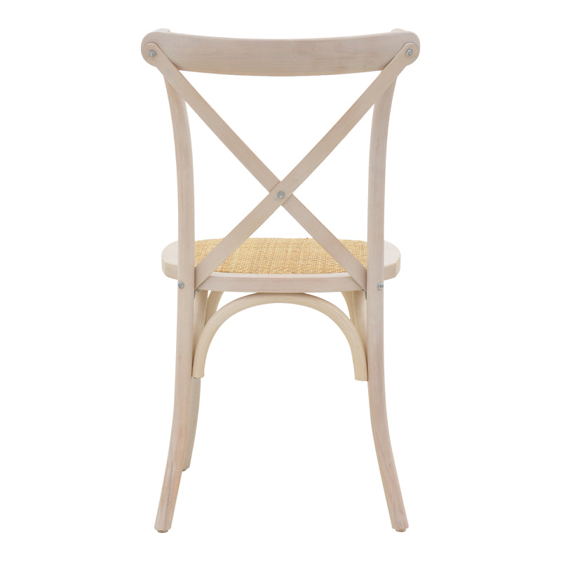 Καρέκλα Dylon  στοιβαζόμενη white wash ξύλο οξιάς-έδρα φυσικό rattan 48x52x89εκ - Pakobazaar