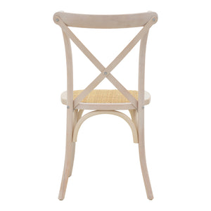 Καρέκλα Dylon  στοιβαζόμενη white wash ξύλο οξιάς-έδρα φυσικό rattan 48x52x89εκ - Pakobazaar