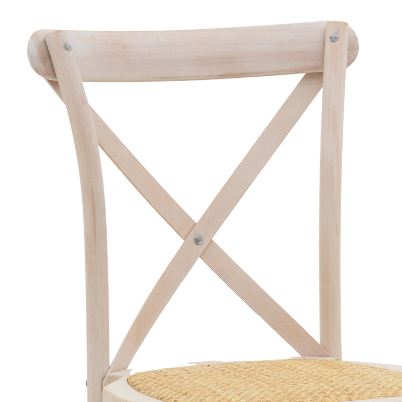 Καρέκλα Dylon  στοιβαζόμενη white wash ξύλο οξιάς-έδρα φυσικό rattan 48x52x89εκ - Pakobazaar