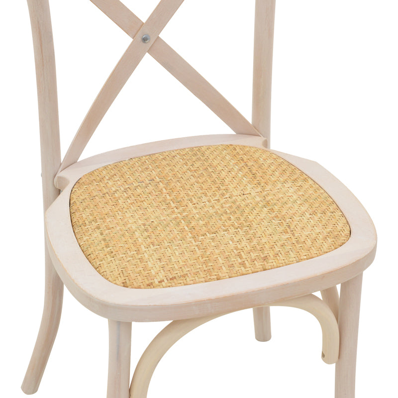 Καρέκλα Dylon  στοιβαζόμενη white wash ξύλο οξιάς-έδρα φυσικό rattan 48x52x89εκ - Pakobazaar
