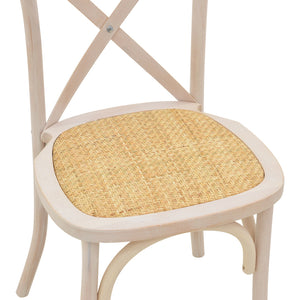 Καρέκλα Dylon  στοιβαζόμενη white wash ξύλο οξιάς-έδρα φυσικό rattan 48x52x89εκ - Pakobazaar
