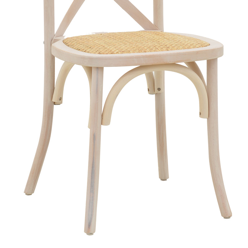 Καρέκλα Dylon  στοιβαζόμενη white wash ξύλο οξιάς-έδρα φυσικό rattan 48x52x89εκ - Pakobazaar