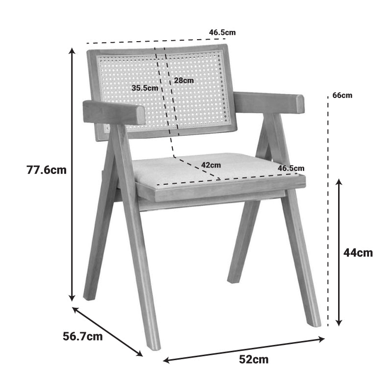 Πολυθρόνα Winslow  φυσικό rubberwood 52x59x79εκ - Pakobazaar