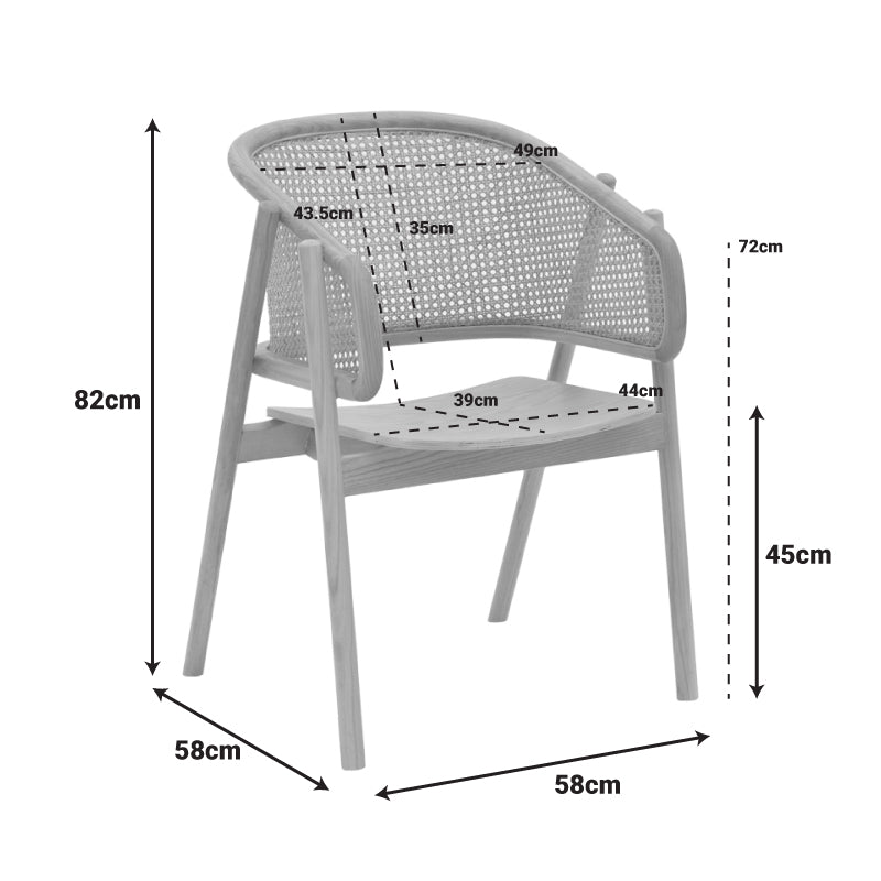 Πολυθρόνα Wenzy  φυσικό Rattan - μασίφ ξύλο toon 58x58x82εκ - Pakobazaar