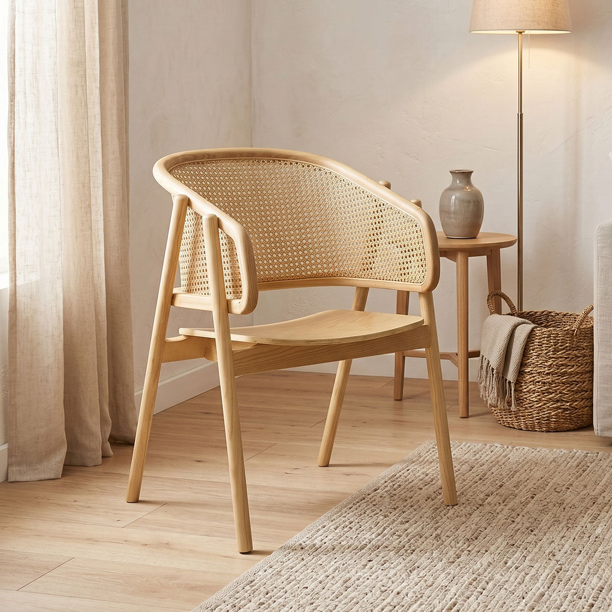 Πολυθρόνα Wenzy  φυσικό Rattan - μασίφ ξύλο toon 58x58x82εκ - Pakobazaar