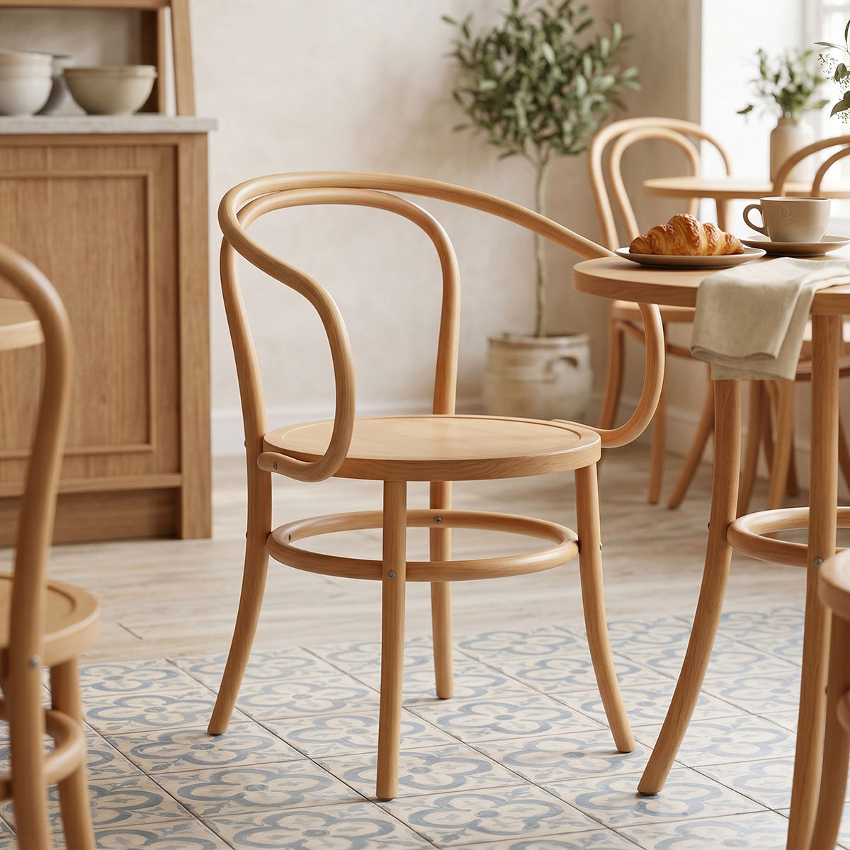 Πολυθρόνα Verfie  φυσικό ξύλο οξιάς 55x50x83εκ - Pakobazaar