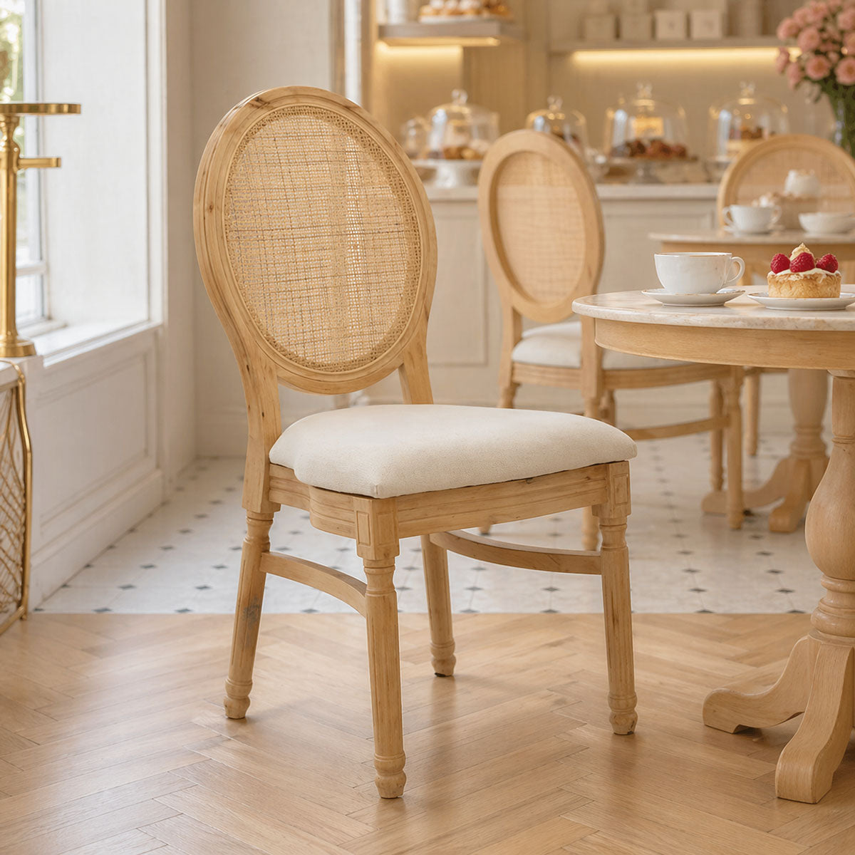 Καρέκλα Canco  φυσικό rubberwood-φυσικό rattan 50x53x98εκ - Pakobazaar