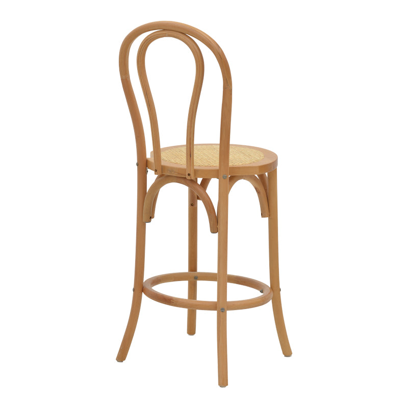 Σκαμπό μπαρ Thonet  φυσικό ξύλο οξιάς-έδρα φυσικό rattan 41x50x105εκ - Pakobazaar
