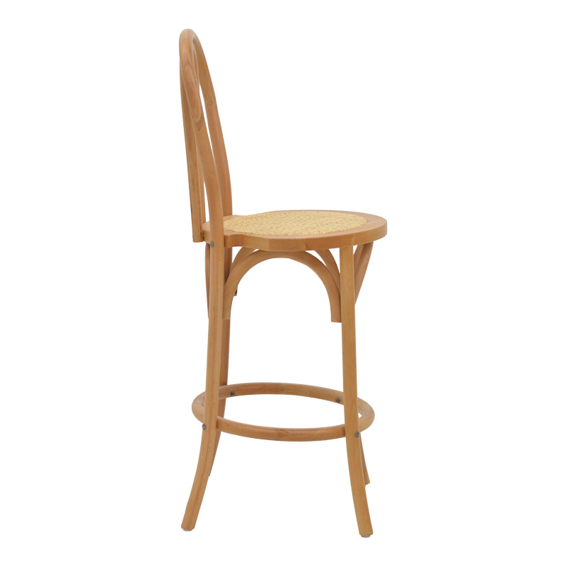 Σκαμπό μπαρ Thonet  φυσικό ξύλο οξιάς-έδρα φυσικό rattan 41x50x105εκ - Pakobazaar